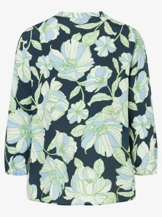 MORE & MORE - Blumenprintbluse blau - Gr. - 38