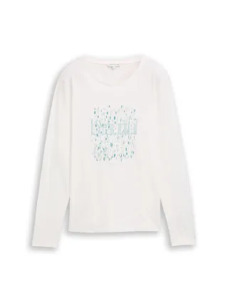 Tom Tailor - Langarmshirt mit Print whisper white - Gr. - XL