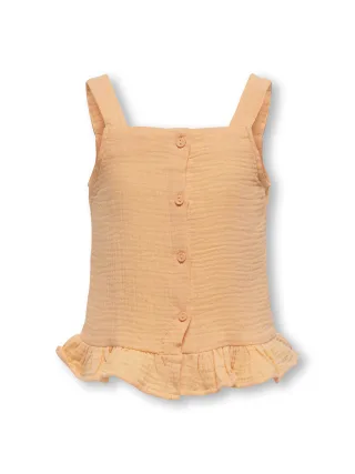 KIDS ONLY - KOGTHYRA SINGLET FRILL TOP WVN orange chiffon - Gr. - 158