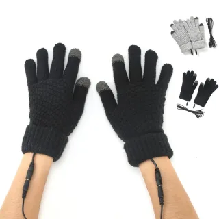 TENGOO Knitted USB Heated Gloves Touch Screen Compatible 40-50°C Adjustable Warmth Removable Heating Pad Flexible Cable
