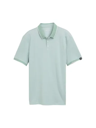 Denim Tom Tailor - Piqué Poloshirt aus Baumwolle sea foam two tone - Gr. - L