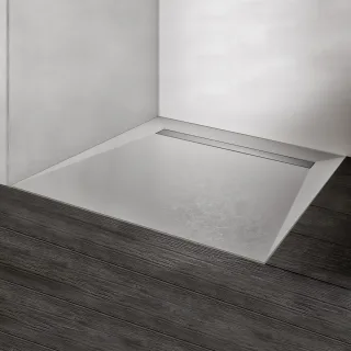HSK Duschbodenelement mit Renodeco-Oberfläche und integrierter Ablaufrinne, 120 x 120 x 4,5 cm, Natu 5195020-603