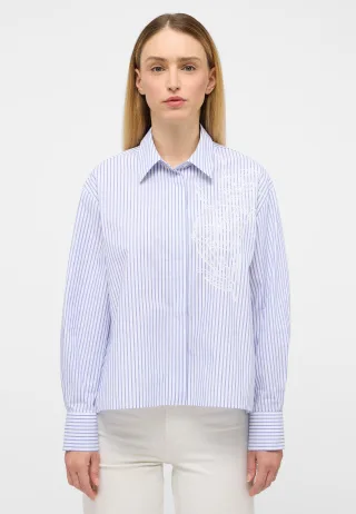 ETERNA - Bluse Popeline Langarm blau - Gr. - 40/Langarm