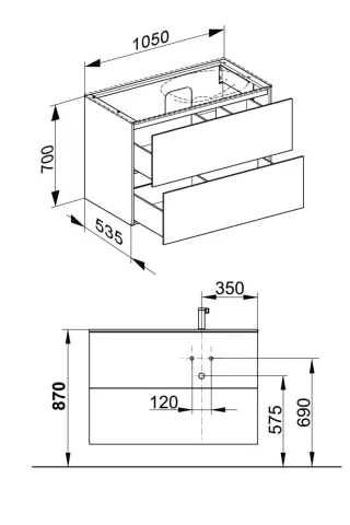 Keuco Waschtischunterschrank Edition 11 31256 2 Front-Auszüge, 31256110000