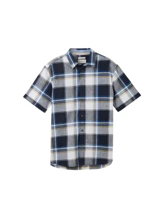 Tom Tailor - Hemd mit Leinen navy linen check - Gr. - XL