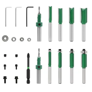 15Pcs Adjustable Woodworking Countersink Drill Bit Set with TCT Router Bits S2 Magnetic Screwdriver Carbide Tipped bits