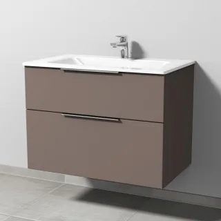 Sanipa 3way Glas-Set Glas-Waschtisch und Unterbau mit 2 Auszügen, Taupe-Matt UP2021T