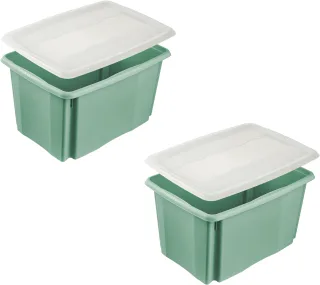 keeeper Aufbewahrungsbox "Emil, Box mit Deckel, 2er Set, 45 L, 55,5x40x30 cm" ineinander und aufeinander stapelbar