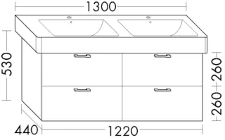 Burgbad Waschtischunterschrank Sys30 PG2 Echo 530x1220x440 Eiche Dekor Silber, WXGW122F6024 WXGW122F6024