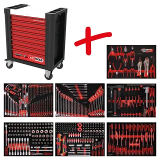 KS Tools Performanceplus Werkstattwagen-Satz P10 mit 399 Werkzeugen für 7 Schubladen - 810.7399