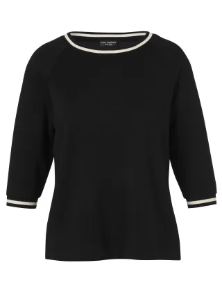 VIA APPIA DUE - Sweatshirt Rundhals 3/4 Arm schwarz / beige - Gr. - 44