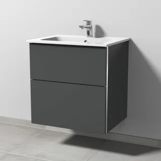 Sanipa 3way Waschtischunterbau zu Duravit ME by Starck Waschtisch mit 2 Auszügen, Anthrazit-Matt BR72422