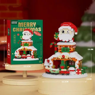 Christmas Elk Deer Santa Claus Building Blocks City Snow House Xmas Tree Decor. Bricks with Light Set Toys for Children