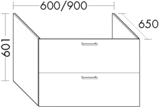 Burgbad Waschtischunterschrank Sys30 PG3 Diago 601x600x650 Weiß Hochglanz, WVJA060F1507 WVJA060F1507