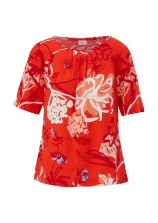s.Oliver BLACK LABEL - Bluse mit All-over-Print rot - Gr. - 36