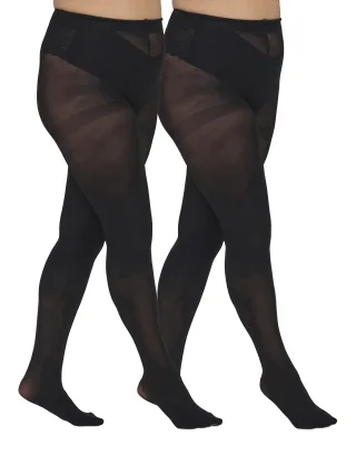 ONLY CARMAKOMA - CARSAGA 40 DEN TIGHTS 2-PACK ACC black - Gr. - S/M