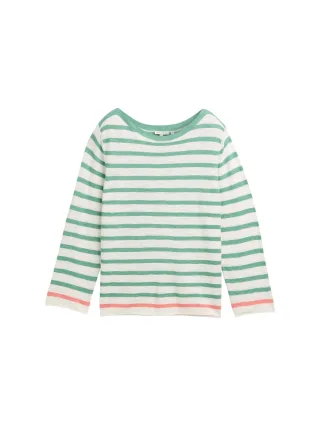 Tom Tailor - Strickpullover mit Streifenmuster offwhite rosewood green - Gr. - XL