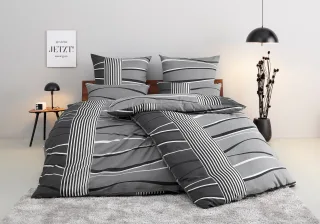 OTTO home Bettwäsche "Renu in Gr. 135x200 oder 155x220 cm" 2 Stk. Bettwäsche aus Baumwolle, grafische Bettwäsche mit Wellen-Design