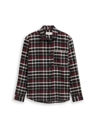 Denim Tom Tailor - Relaxed Fit Hemd mit Karomuster black red white check - Gr. - XXL