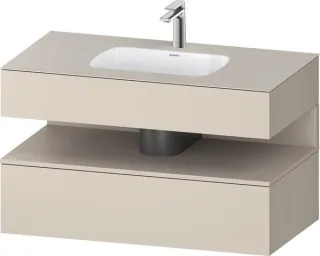 Duravit Qatego Einbauwaschtisch mit Konsolenwaschtischunterbau Taupe Supermatt 1000x550x600 mm - QA4 QA4786091830010
