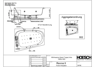 Hoesch Monolith Einbau Whirlwanne iSensi Trapez 1800x1400 links mit System Reviva II 3878E.010305002