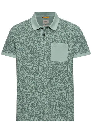 camel active - Piqué Poloshirt mit floralem Allover-Print aqua green - Gr. - XL