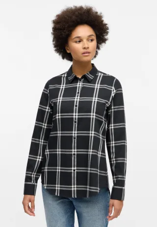 ETERNA - Bluse Flanell Langarm schwarz - Gr. - 38/Langarm