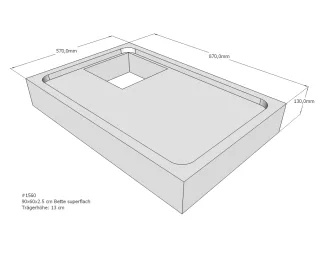 Neuesbad Wannenträger für Bette superflach 60x90x3,5 SD22020