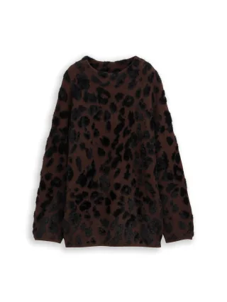Tom Tailor - Oversize Strickpullover mit Leo-Muster big brown leo design - Gr. - XXXL