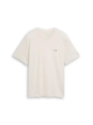 Denim Tom Tailor - Relaxed Fit T-Shirt aus Baumwolle greyish white - Gr. - XXL