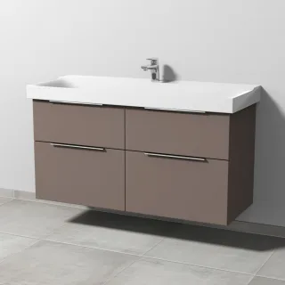 Sanipa 3way Waschtischunterbau zu Geberit Xeno2 Waschtisch mit 4 Auszügen, Taupe-Matt UP6641T