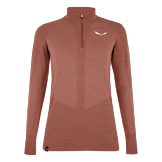 SALEWA - Zebru Responsive Half-Zip Damen T-Shirt - Rot (Gr.38)