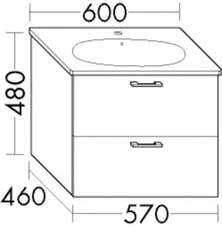 Burgbad Waschtischunterschrank Sys30 PG1 Aqua 480x570x460 Nussbaum Dekor Samt, WVVJ057F2812 WVVJ057F2812