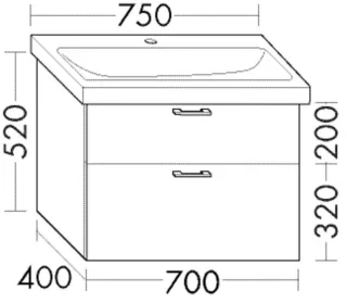 Burgbad Waschtischunterschrank zu Keramik Sys30 PG4 Sana 520x700x400 Trend-/RAL-Farbe Ultramatt, WX WXNZ070F5773