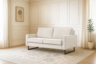 Home affaire 2-Sitzer "Pinto, 166 cm, Cord, Chenille, Lederoptik" mit Keder, schwarze Metallfüße, Wellenunterfederung