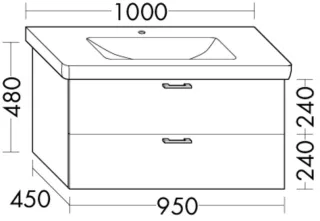 Burgbad Waschtischunterschrank Sys30 PG1 Aqua 480x950x450 Eiche Dekor Cashmere, WUQU095F2240 WUQU095F2240