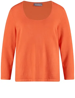 SAMOON - Pullover aus Feinstrick orange - Gr. - 48