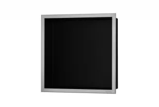 ESS BOX 10 Schwarz Wandnische 30x30x10 cm Rahmen Edelstahl gebürstet BOX Black, inkl. Rohbauset, BOX BOX-30x30x10-B
