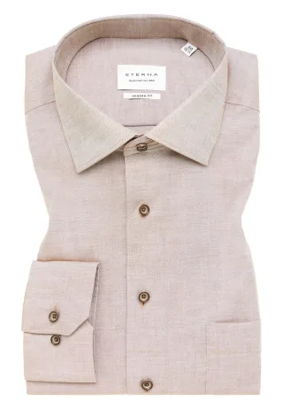 ETERNA - Hemd Pinpoint Langarm beige - Gr. - 40/Langarm - 65cm