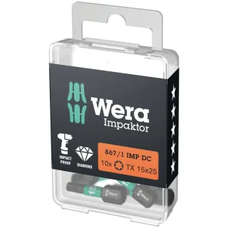 Wera 867/1 IMP DC TORX DIY Impaktor Bits, TX 15 x 25 mm, 10-teilig - 05057623001