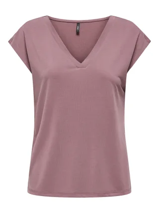 ONLY - ONLFREE S/S MOD.V-NECK TOP JRS NOOS Rose Brown - Gr. - S