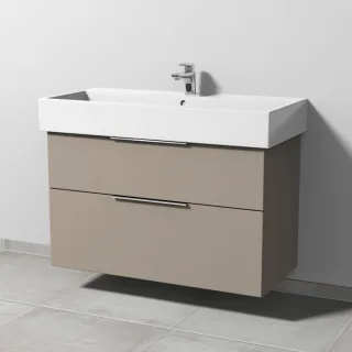 Sanipa 3way Waschtischunterbau zu Duravit Vero Air Waschtisch mit 2 Auszügen, Sandgrau-Matt UF43567