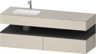 Duravit Qatego Einbauwaschtisch mit Konsolenwaschtischunterbau Taupe Supermatt 1600x500x600 mm - QA4 QA4795049830010