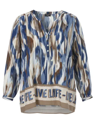 VIA APPIA DUE - Bluse V-Ausschnitt 1/1 Arm Druck bleu multicolor - Gr. - 42