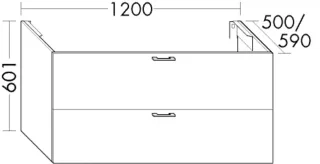 Burgbad Waschtischunterschrank Sys30 PG4 Sana 601x1200x500 Eiche Schwarz, WWPG120F3449 WWPG120F3449