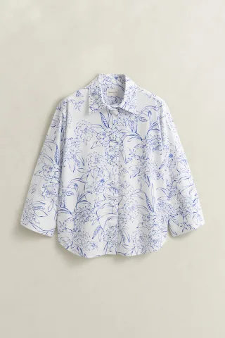 GANT - Geblümte Popeline-Bluse white - Gr. - 42