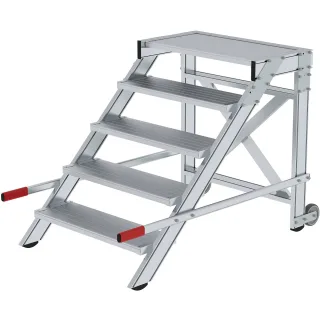 Munk Arbeitspodest fahrbar, Stufenbreite 800 mm, Aluminium geriffelt - 050018