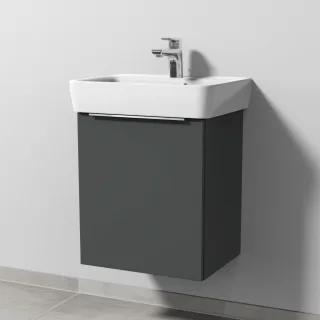 Sanipa 3way Waschtischunterbau zu Geberit Renova Plan Waschtisch mit 1 Tür, Anthrazit-Matt UM87222