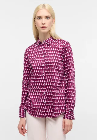 ETERNA - Bluse Satingewebe Langarm aubergine - Gr. - 48/Langarm