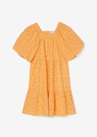Marc OPolo Junior - MARC OPOLO Kleid mit Lochspitze aus Bio Baumwolle soft orange - Gr. - 176